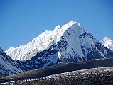 25 Goldum and Langtang Ri Close Up Afternoon From Shishapangma Southwest Advanced Base Camp Goldum (6630m) and Langtang Ri (7239m) close up in the afternoon from Shishapangma Southwest Advanced Base Camp.